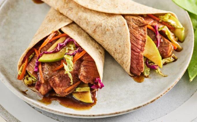 Mu Shu Steak & Apple Wraps