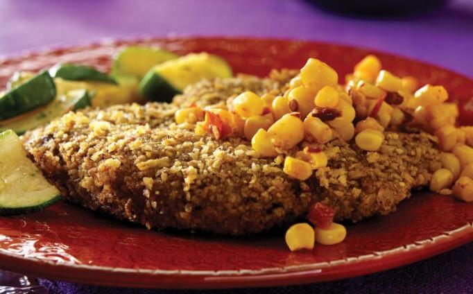 Mexican-Style Milanesa with Smoky Corn Relish